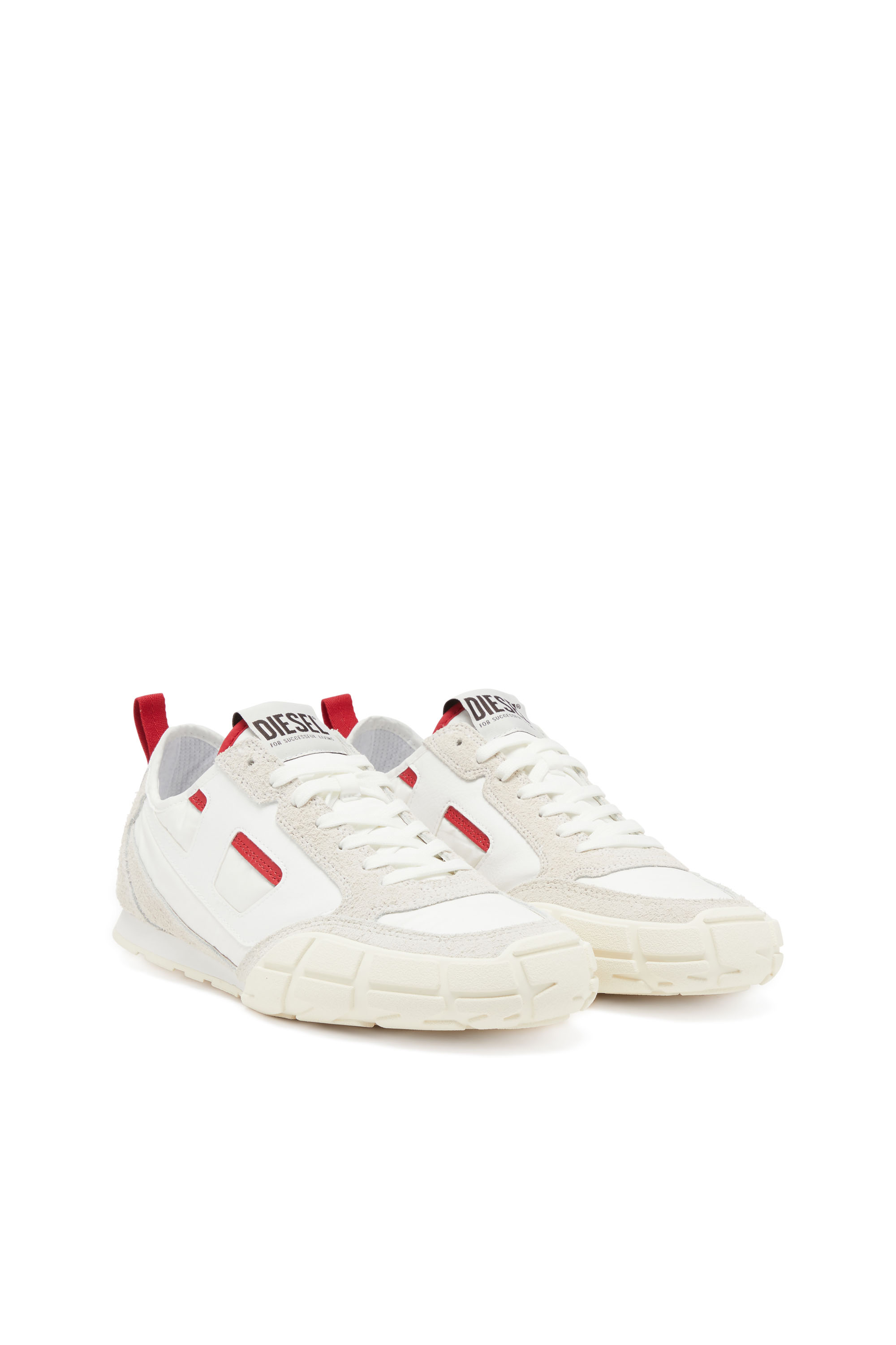 Diesel - S-PAGODHA LOW, Man's S-Pagodha-Sneakers in leather, suede and ripstop in White/Red - 4
